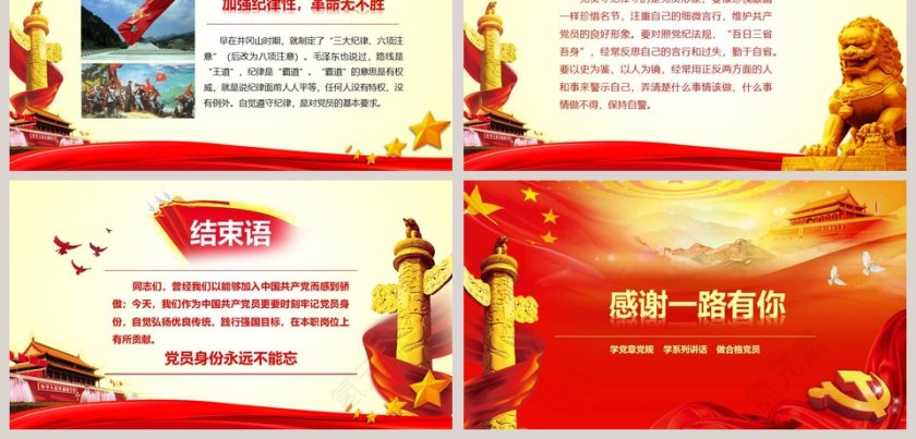 十九大精神学习做合格党员PPT模板第9张