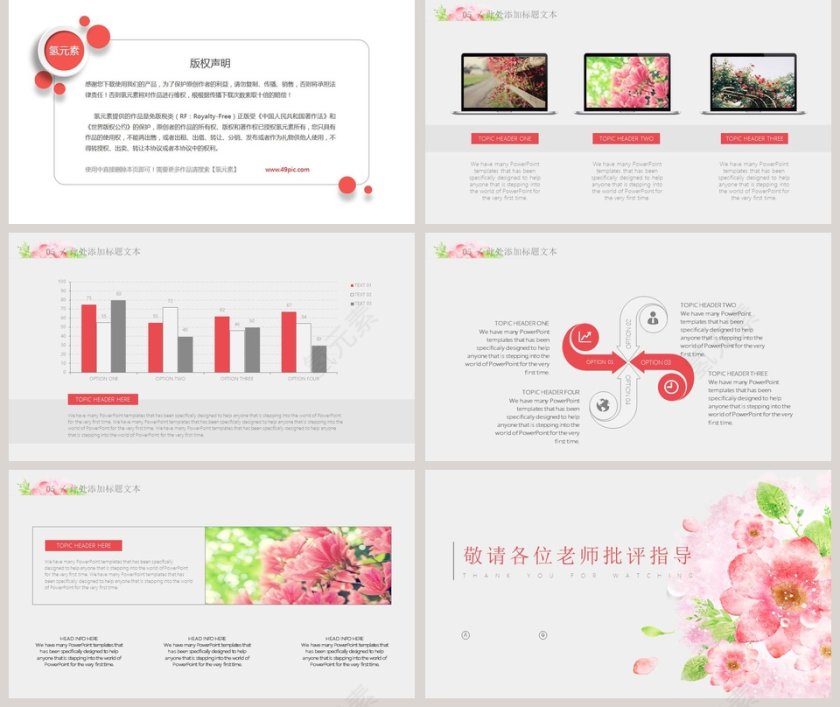 清新文艺鲜花教育说课PPT模板第5张