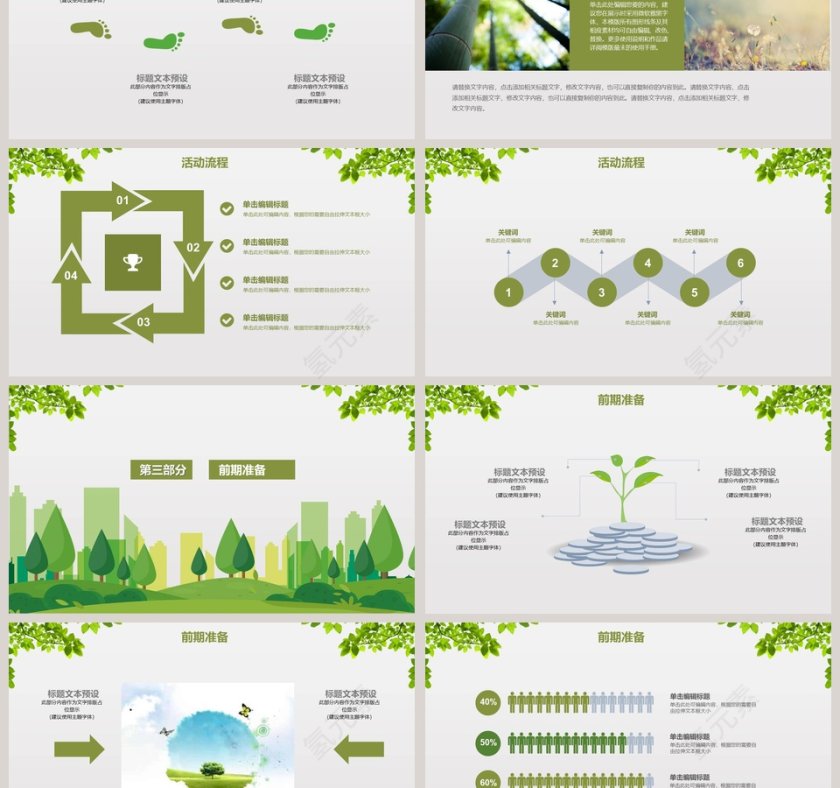 绿色背景植树节活动ppt模板第3张