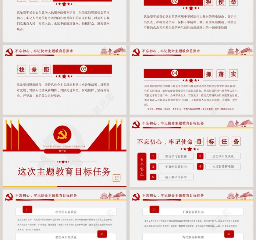 守初心、担使命，找差距、抓落实不忘初心牢记使命主题教育党课PPT模板第3张