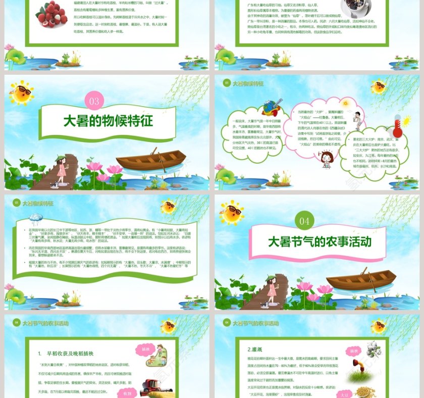 绿色清新中国二十四节气之大暑节气知识PPT第3张