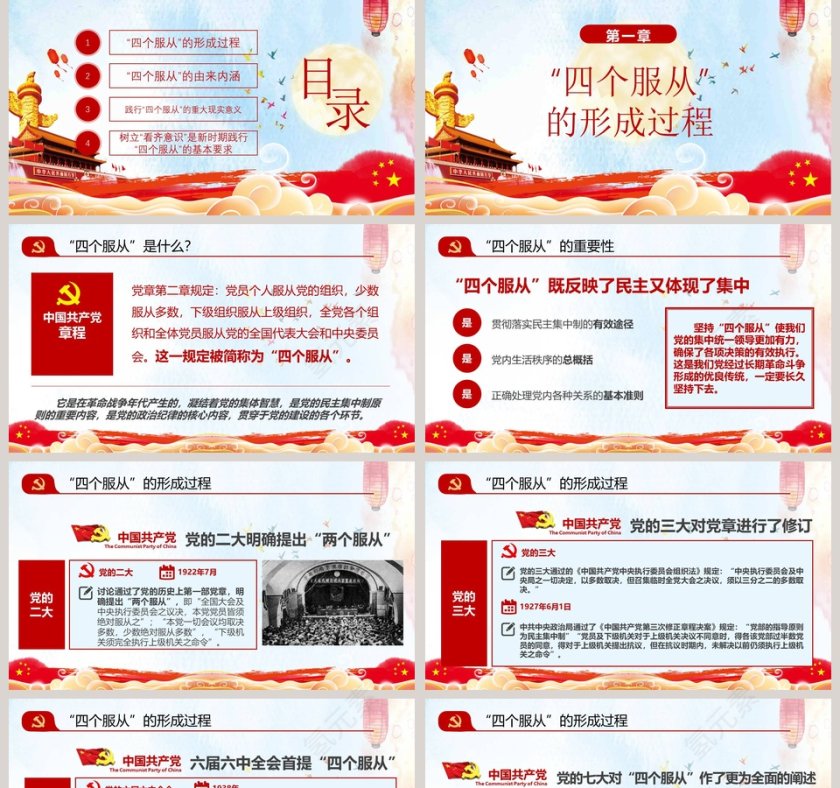 红心向党忠贞不渝4个服从PPT模板第2张