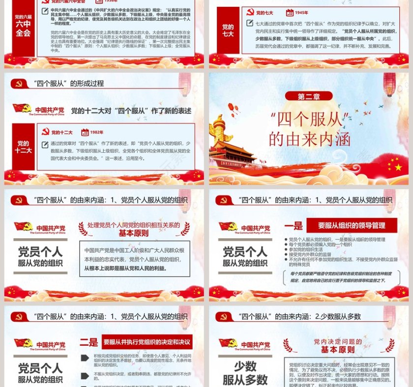 红心向党忠贞不渝4个服从PPT模板第3张