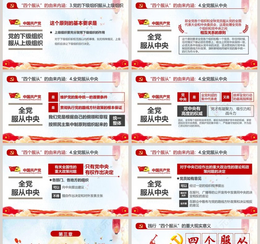 红心向党忠贞不渝4个服从PPT模板第5张