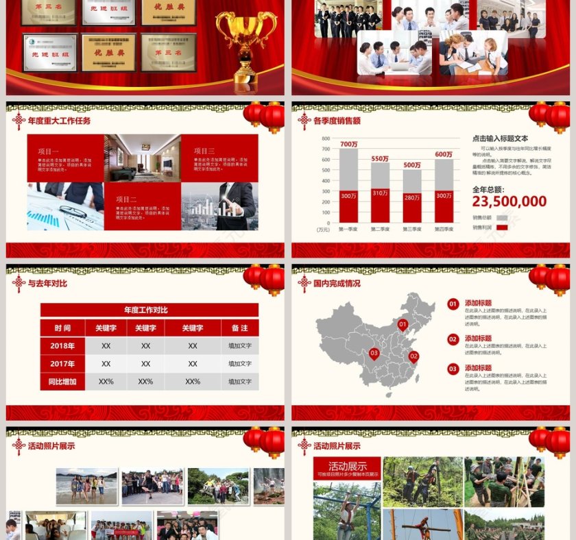 红色大气公司企业开门红ppt模板第3张