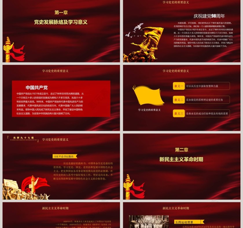 红色大气热烈庆祝七一建党节PPT模板第2张