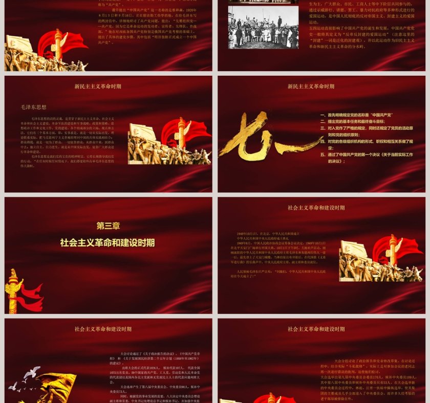 红色大气热烈庆祝七一建党节PPT模板第3张