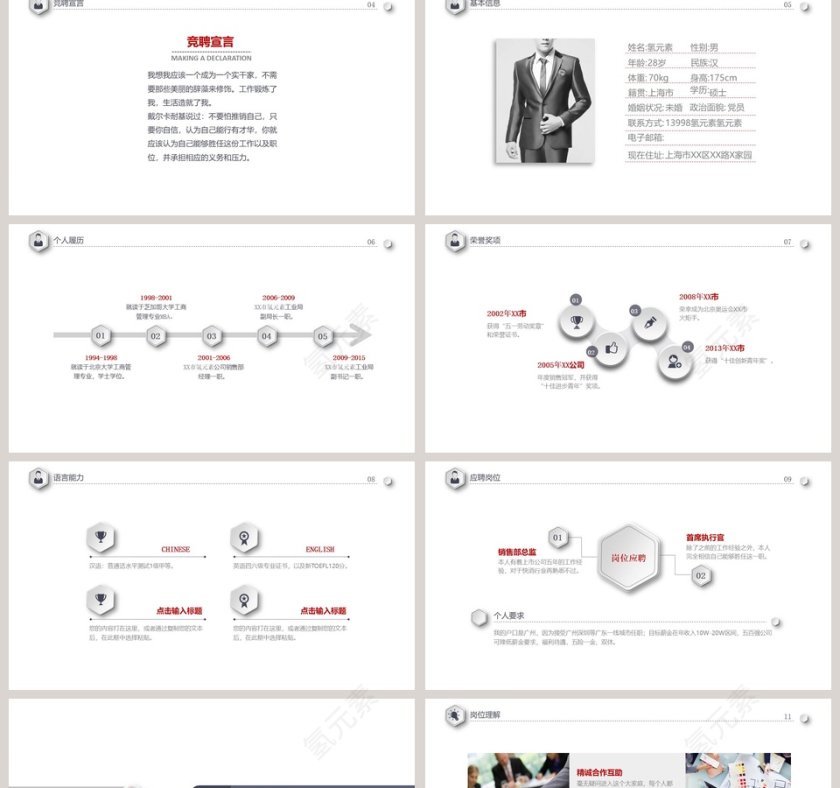 商务风格简约大气PPT竞聘模板第2张