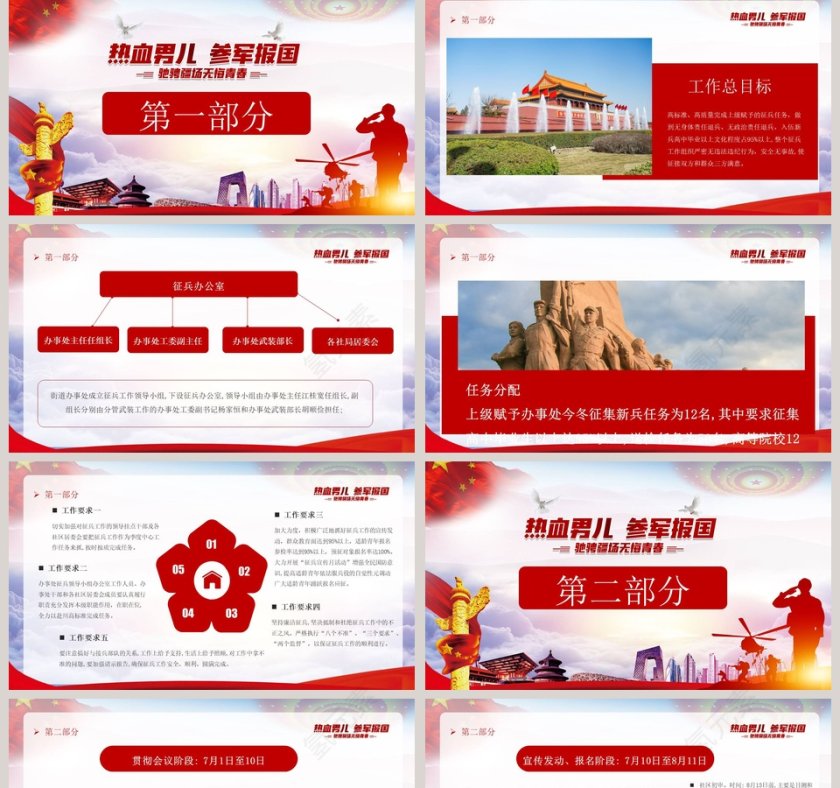 热血男儿参军报国征兵宣传PPT模板第2张