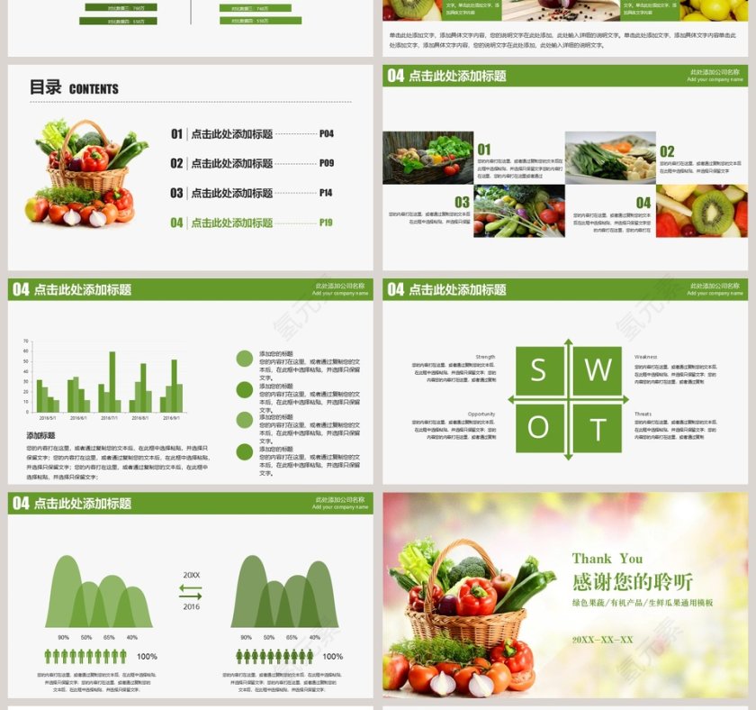 绿色有机果蔬模板环保PPT模板第4张
