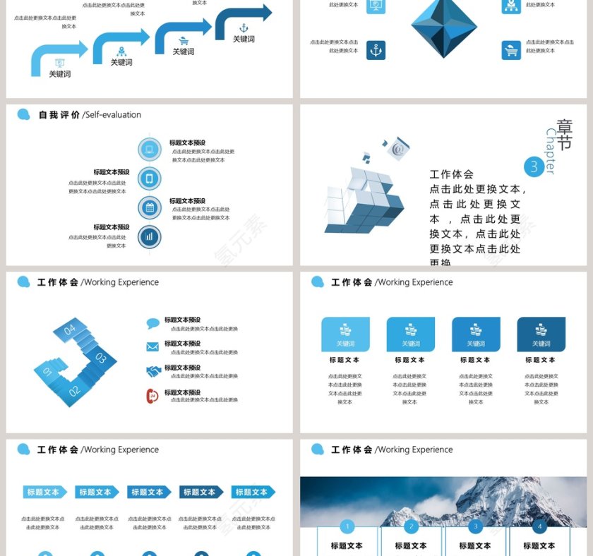 清新蓝色简约20xx年简约述职报告ppt第3张