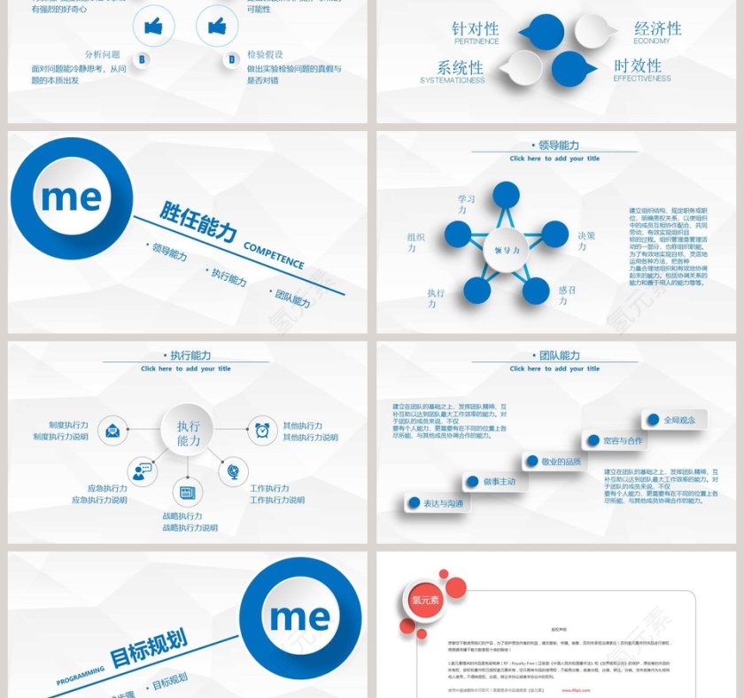 蓝色简约清新个人竞聘ppt模板第3张