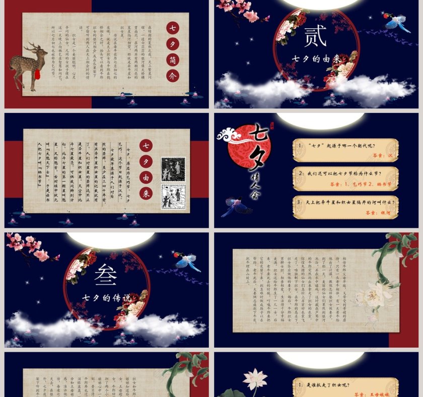 唯美爱在七夕主题节日ppt模板PPT 第2张