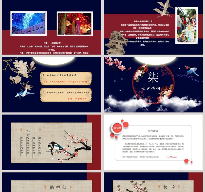 唯美爱在七夕主题节日ppt模板PPT 第5张