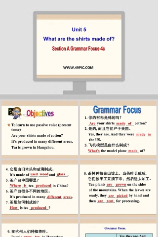 Unit 5What are the shirts made ofSection A Grammar Focus4c - 产品发布PPT模板