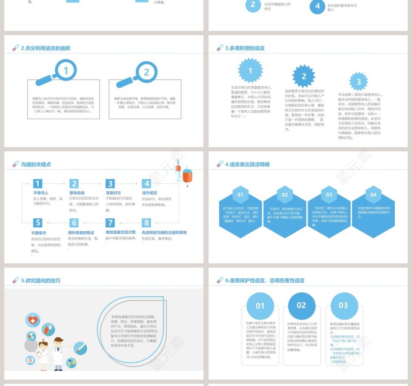 蓝色简约卡通医患沟通ppt第4张