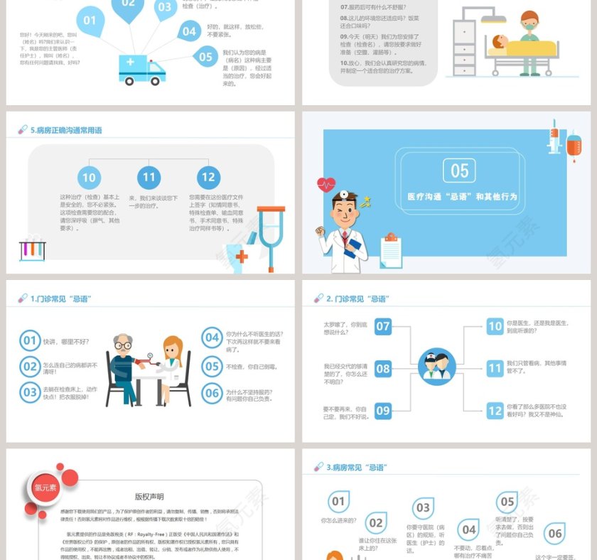 蓝色简约卡通医患沟通ppt第6张