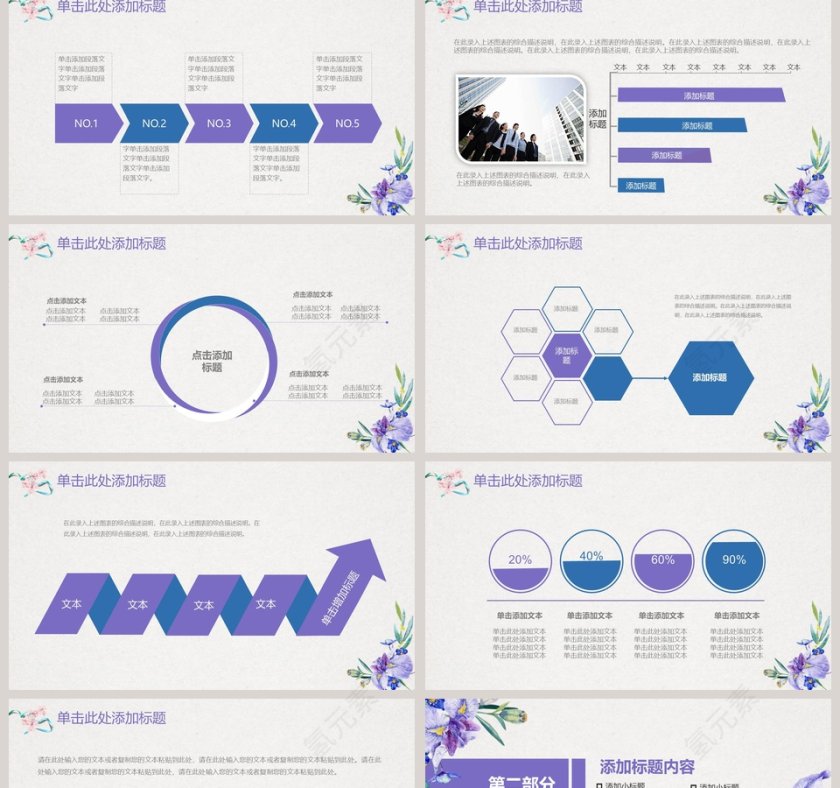 紫色简约风工作报告ppt模板第2张