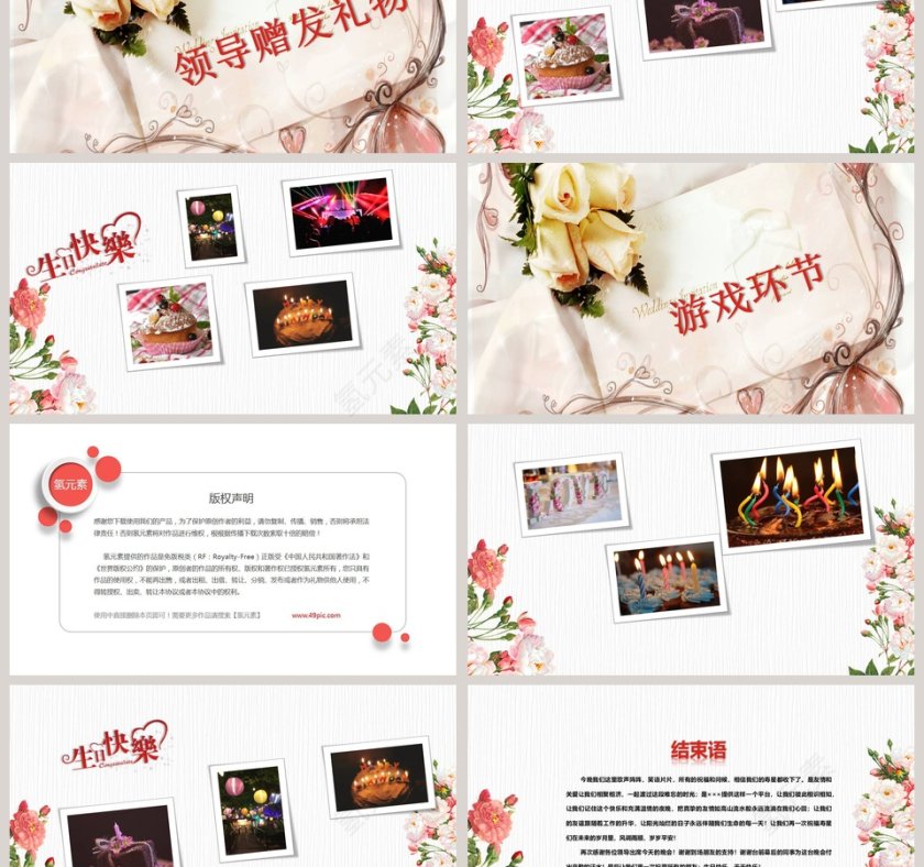 可爱生日快乐电子相册PPT制作模板第3张