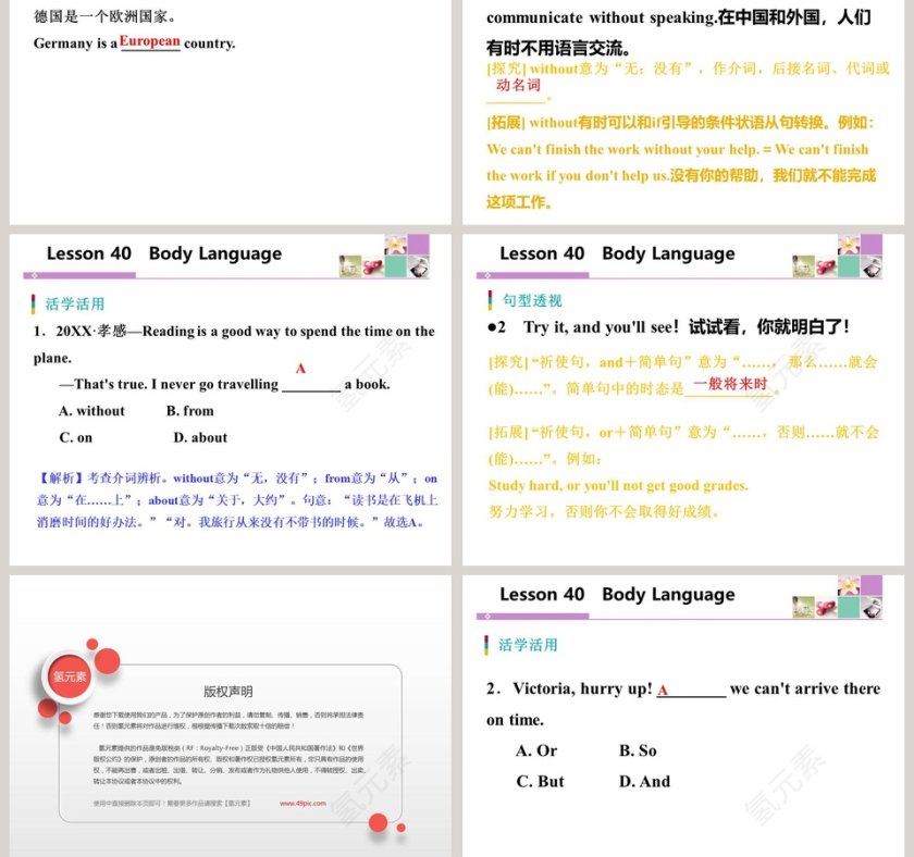 人体语言-单元7 PPT模板第3张