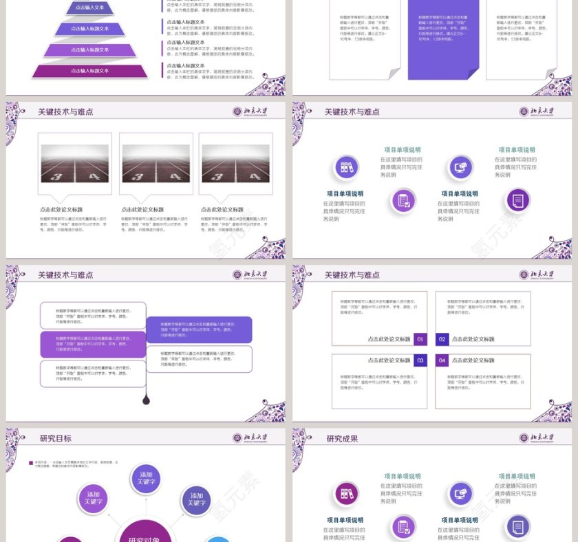 简约紫色民族风论文答辩PPT模板第3张