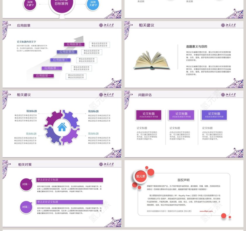 简约紫色民族风论文答辩PPT模板第4张