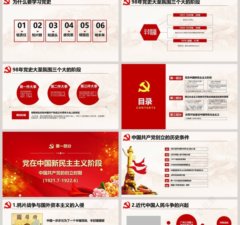 98年光辉历程中国共产党党史PPT模板第2张