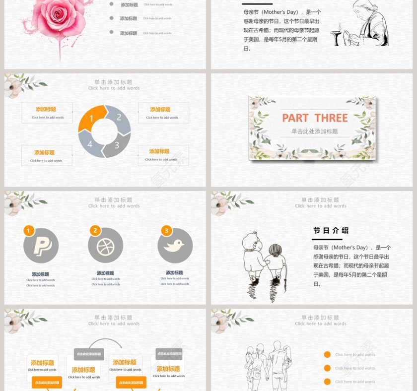 清新简洁感恩母亲节策划PPT第3张