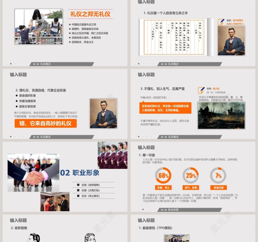 商务风格简约商务礼仪PPT模板第2张