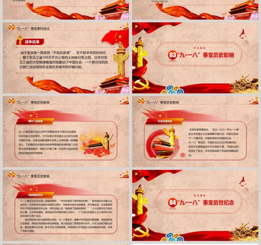 九一八事变88周年国耻纪念日PPT模板第4张