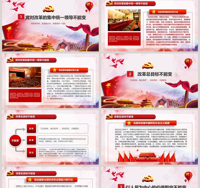 十九大党建党政确立改革三个不能变原则PPT模板第2张