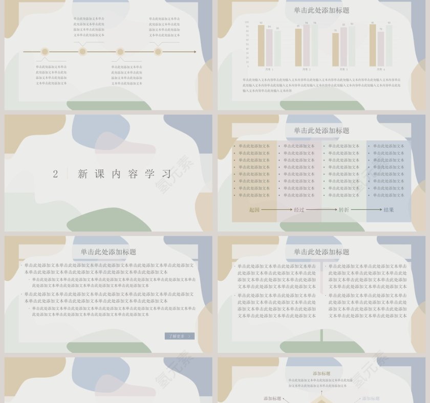 莫兰迪色文艺复古风教学PPT模板第2张