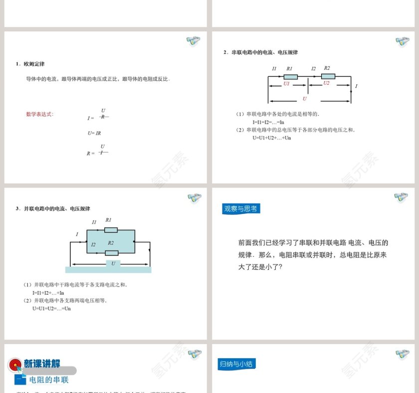 第十二章欧姆定律-串并联电路中的电阻关系教学ppt课件第2张