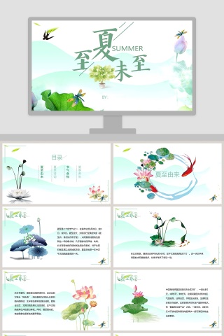 清新简约夏至末至工作总结PPT