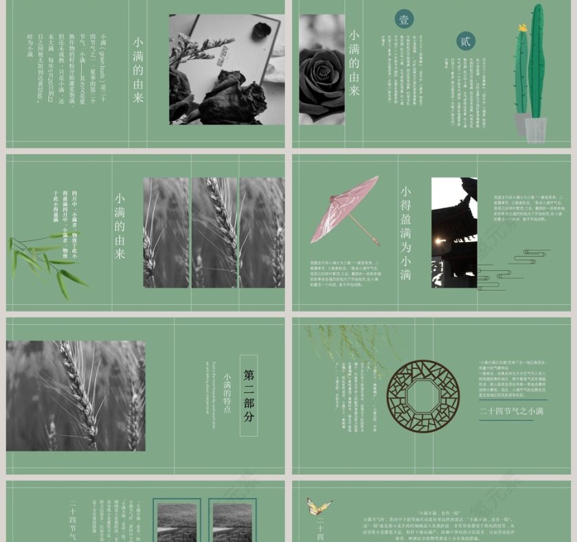 简约绿色二十四节气之小满ppt模板第2张