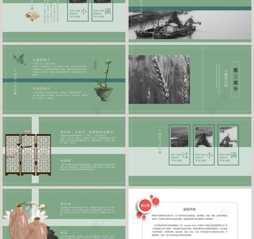 简约绿色二十四节气之小满ppt模板第3张