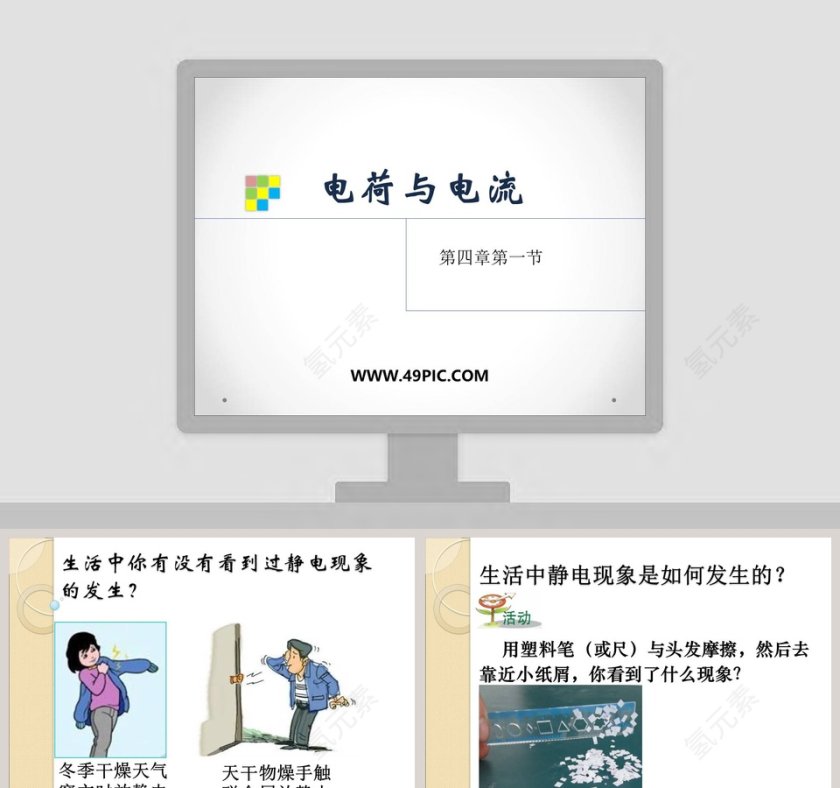 电荷与电流第四章第一节PPT模板第1张