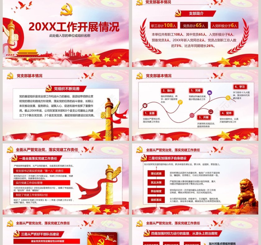 2019基层党委党支部年终党建工作总结PPT第2张