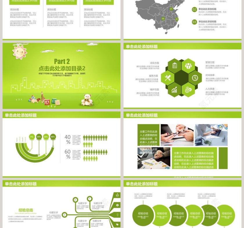绿色清新卡通教育培训幻灯片第3张