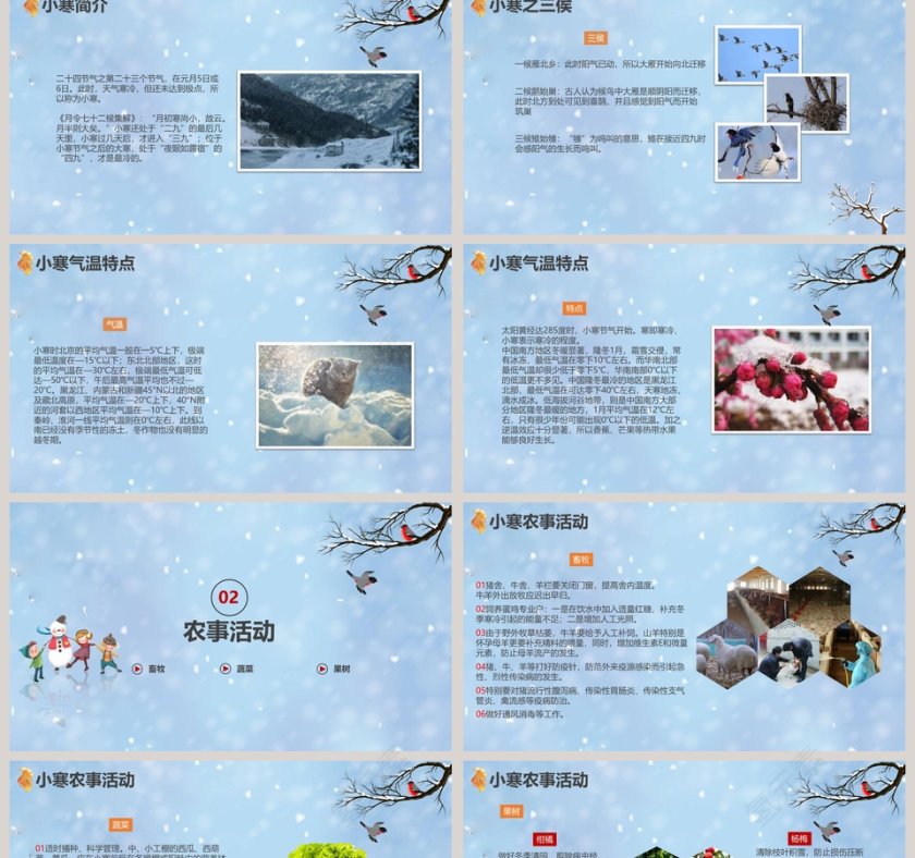 蓝色简约小寒传统节气介绍PPT第2张