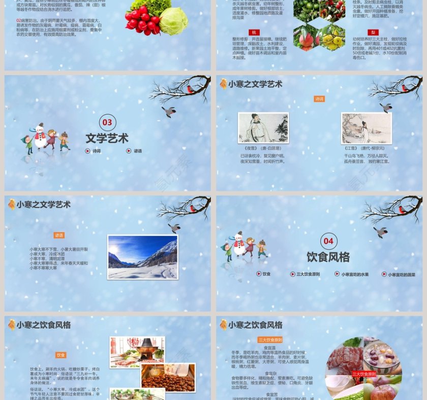 蓝色简约小寒传统节气介绍PPT第3张
