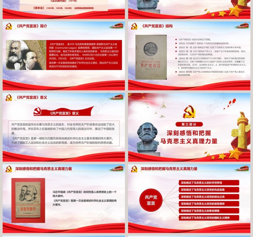 党政党课纪念马克思诞辰200周年PPT模板第4张