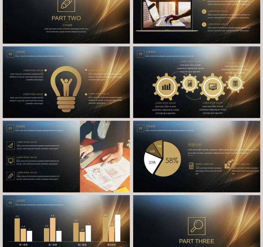 黑金高端汇报总结PPT模板第3张