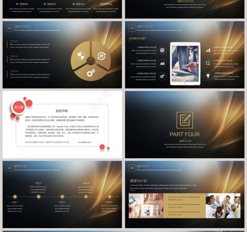 黑金高端汇报总结PPT模板第4张