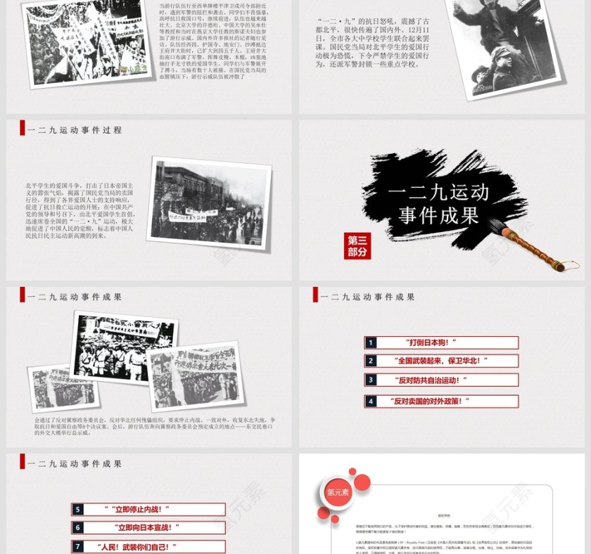 纪念一二·九抗日救亡爱国运动PPT党课党史模板第3张