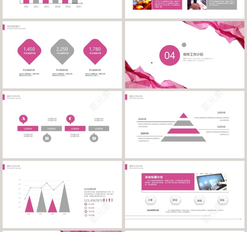 2019红色大气简约商业计划书PP...第4张