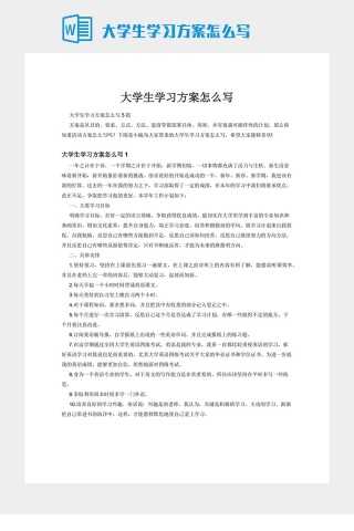 大学生学习方案怎么写