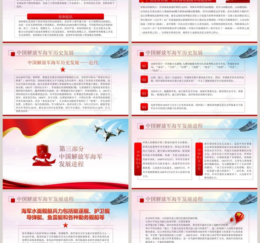 念中国解放军海军成立70周年PPT模板第3张