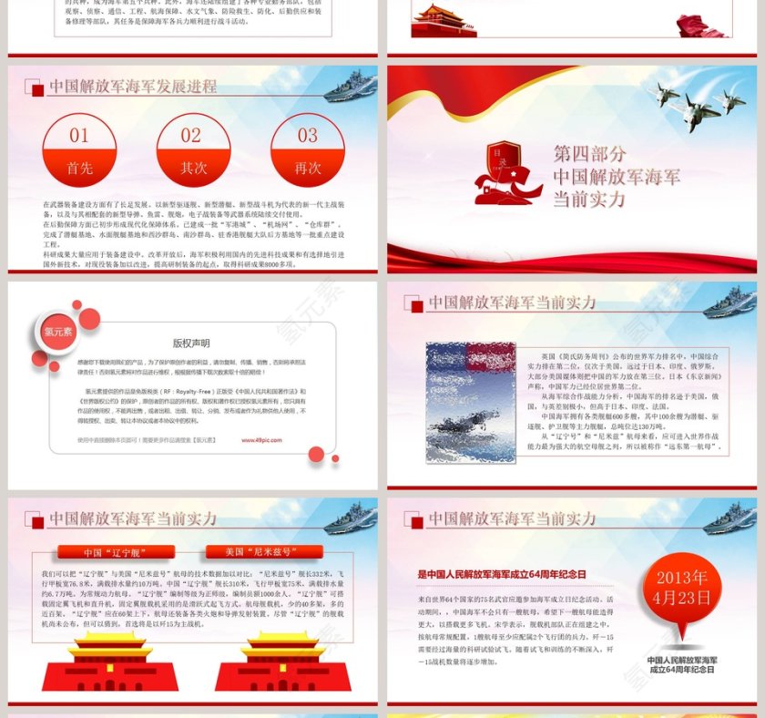 念中国解放军海军成立70周年PPT模板第4张