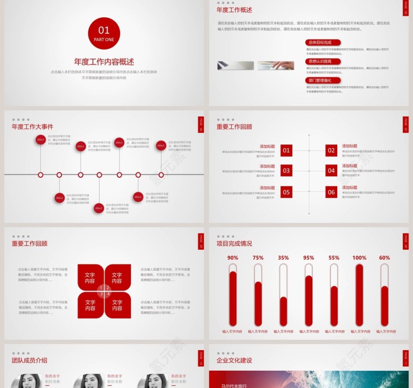 红色大气企业年终工作总结PPT第2张